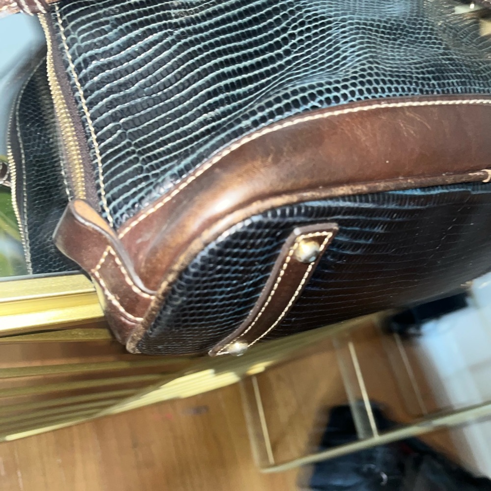 Dooney & Bourke Black and Brown Textured Satchel - Picture 4 of 7